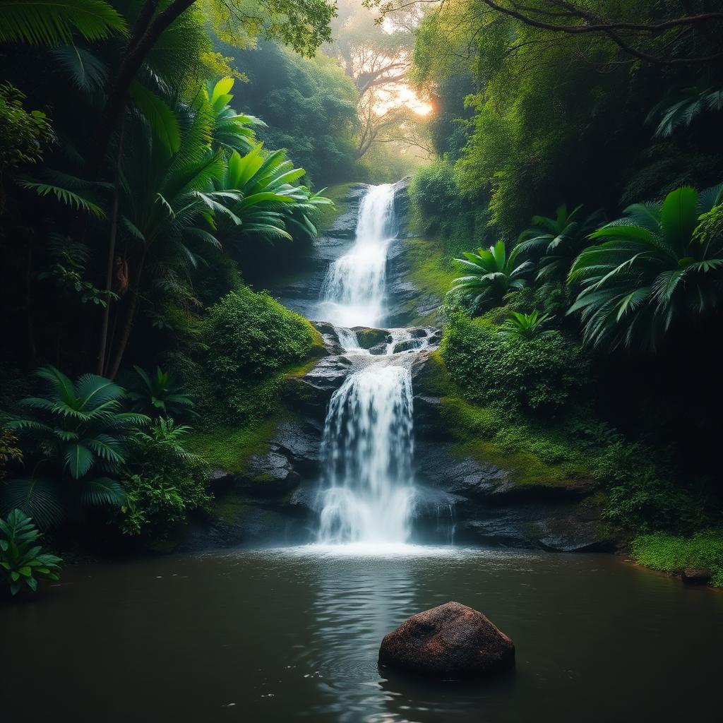 Tropical waterfall in North Bali